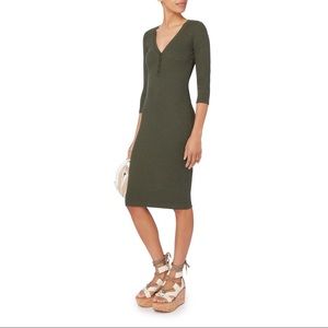 NWT L’Agence Aurora Heathered Olive Henley Dress